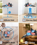 Foam RC Fighter Jet Airplane With Lights, Dual Battery Pack, No Assembly, Ready To Fly, 360 Degree Flips, Blue, Kid Friendly