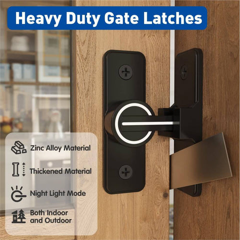 Luminous Barn Door Lock Latch For Night Visible Privacy 90 Degree Heavy Duty Gate Latch Flip Gate Latch With Glow In The Dark Coating installed on door