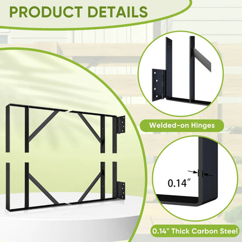 Heavy Duty Anti Sag Gate Hardware Kit With Steel Brackets And Welded Hinges For Wooden Fences Driveways And Corral Gates Gate Kit With Rust Resistant Screws Door Not Included
