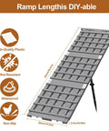 Adjustable Chicken Coop Ramp With Waterproof Non Slip Design shown with measurements and features like rot-resistant, non-slip surface