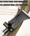 Heavy Duty Manganese Steel Garden Shovel Set For Landscaping And Outdoor Cleanup with sharp edge cutting into wood