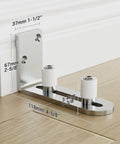 Stainless Steel Barn Door Floor Guide With Adjustable Ball Bearing Bottom Guide Wall Mount shown in close-up installation view.