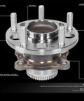 Front view of Drop-In Rear Wheel Bearing Hub Assembly for Hyundai Elantra 2011-2017, Premium Steel OE-Style Hub Bearing