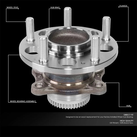 Front view of Drop-In Rear Wheel Bearing Hub Assembly for Hyundai Elantra 2011-2017, Premium Steel OE-Style Hub Bearing