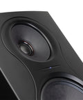 Close-up of IN 8 V2 8 Inch Powered Studio Monitor with 3 Way Coaxial Design in black, focusing on tweeter and midrange