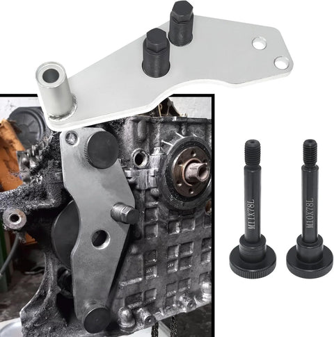 ZKTOOL vacuum pump seal remover/installer kit for BMW N53/N54/N55 engines; metal mounting plate with black bolts and threaded rods installed on engine