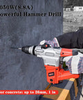 Beast Mode Heavy Duty 1 Inch SDS Plus Rotary Hammer Drill Kit With 8.8 Amp Motor being used on concrete wall
