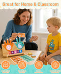 TOT APPROVED INTERACTIVE NUMBER BLOCKS WITH TALKING FEATURES SMOOTH MONTESSORI finger counting math toy set used by child and caregiver.