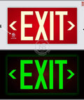 Frameless Red Photoluminescent Exit Sign With Removable Arrows No Wiring Required UL 924 Listed NFPA 101 IBC Compliant