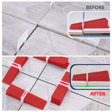 Tile Leveling System Kit With Plier And 1000 Spacers Clips And 200 Reusable Wedges For Ceramic Tile And Stone Installation 1/16 Inch
