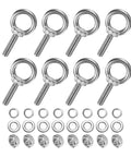 Premium Stainless Steel Eyebolts M10x40mm solid lifting eye bolts with nuts and washers for rigging hardware.