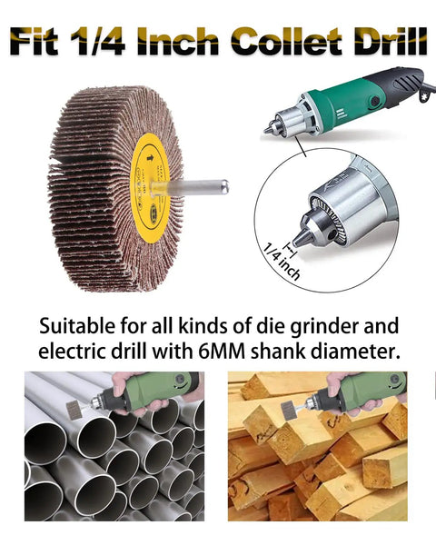 One Quarter Inch Abrasive Flap Wheel Sander Set With 80 Grit Aluminum Oxide Flap Wheels for Drills and Die Grinders