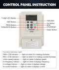 VFD Inverter 220V AC Single-Phase To Three-Phase Variable Frequency Drive 4.4 kW Speed Controller control panel with instructions