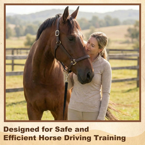 Person nuzzling horse outdoors, highlighting Two Pack 30 Foot Horse Driving Lines For Cart Training And Ground Driving, Black