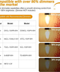 8W LED Porch Light Bulb Dimmable 2700K with dimmer compatibility and brightness levels for outdoor use