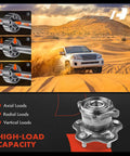 Two Rear Wheel Bearing And Hub Assemblies With 5 Lug Pattern For Nissan Rogue 2008 Through 2013 And Juke 2011 Through 2014 AWD Only High Load Capacity And Durable Sealed Bearings For Smooth Trouble Free Rides, illustrated with durability under axial, radial, and vertical loads.