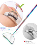 Two Piece Lash Mirror For Eyelash Extensions Half Moon Stainless Steel Lash Tool 1.96 Inch Mirror Large 6.5 Inch Overall Great Lash Inspection For Women And Girls Lash Pros And DIY Makeup, rainbow handle