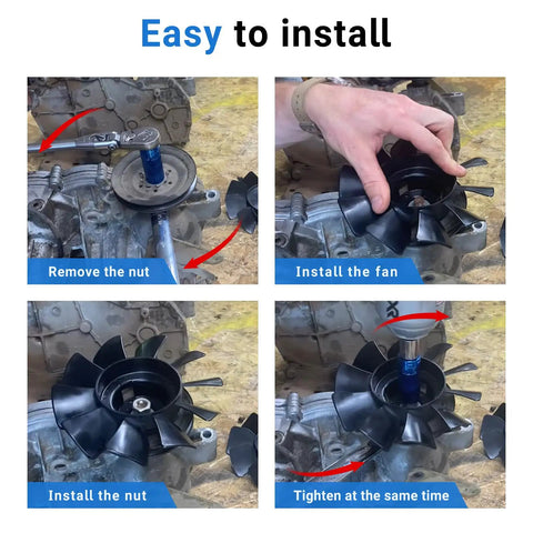 Installation guide for Transmission Fan 7 Inch 10 Blade Pump Cooling Fan for Lawn Tractor Transaxle Fits 53821 Black 1Pc