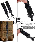 Heavy Duty Nylon Tactical Belt Fasteners With Double Snap Clasps And Secure Key Keeper Loops attached to a gear bag with keys.