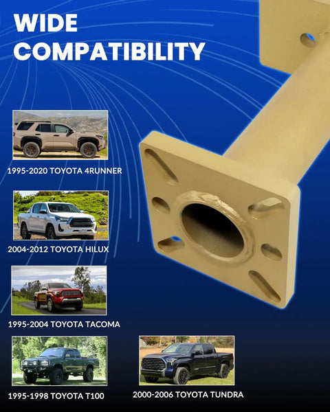 Rear Axle Bearing Puller And Install Tool Kit With 40mm Bearing Driver And Adapter Plate For ABS Tone Ring Removal And Installation Compatible With Toyota 4Runner Tacoma Hilux T100 Tundra, showcasing compatibility with Toyota models displayed.