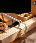Heavy Duty F Clamps 10 Inch Welding Vise Grip Set With Deep Throat in use on a wooden piece during carpentry work.