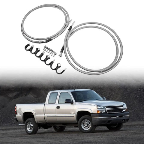 Top Shelf Fuel Line Quick Fix Kit for Chevy Silverado 1500 and GMC Sierra 1500 Trucks Built for 4.8 5.3 6.0L V8 Engines with metal fuel lines and hooks.