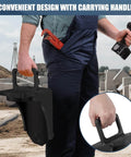 Beefy, Heavy Duty Shipping Container Jack Lug Kit With U Shaped Handle, shown being carried on a construction site.