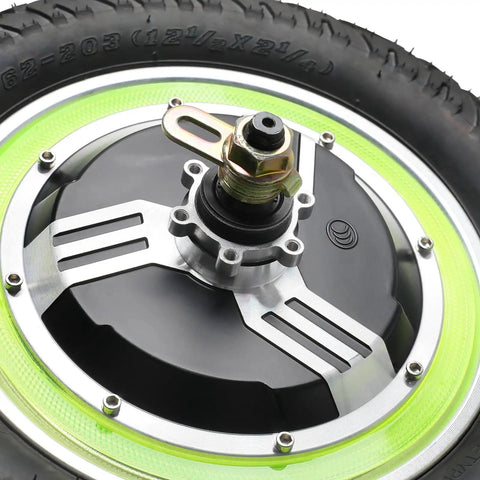 Level Up Your Ride With This Dope 12 Inch 36V 500W Brushless Hub Motor Rear Wheel featuring aluminum interior with pneumatic tire.