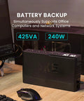 Seven Outlet UPS Battery Backup And Surge Protector For Computer Router Modem And Home Office Gear With USB C Fast Charge