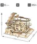 Totally 3D Wooden Marble Run Puzzle Kit With Gear Powered Roller Coaster Track For Adults No Glue Needed Hands On DIY Mechanical Model Gift Idea With Waterwheel Lifter And Multi Level Tracks, 9.1in x 6.5in x 9.9in, 254 pcs