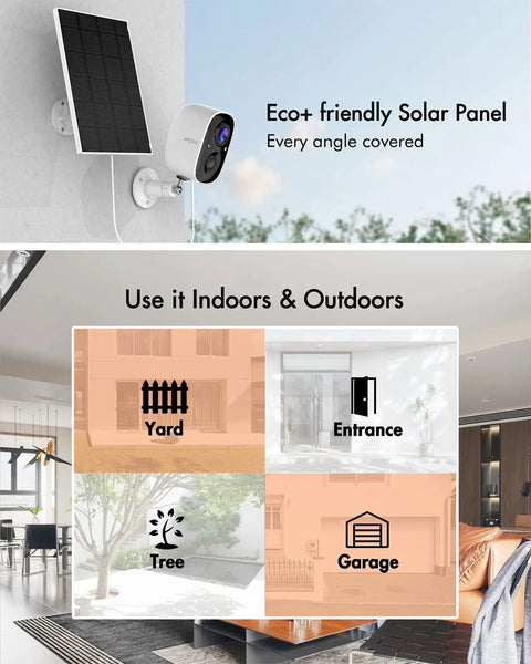 Solar Powered Wireless Outdoor Security Camera Kit With 2K Color Night Vision, Solar Panel, Spotlight, Alarm, AI Detection, And 2-Way Talk For A Truly Wire-Free Home Security System