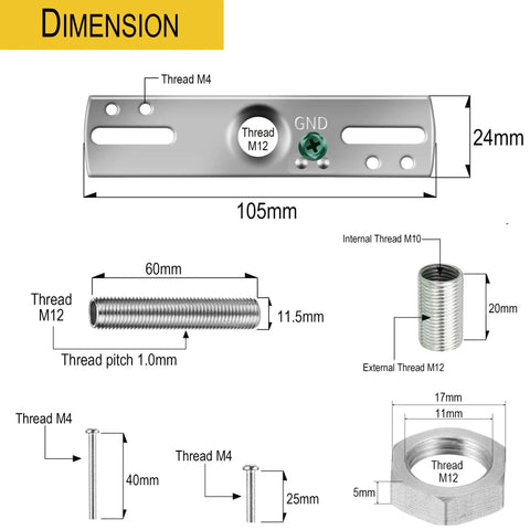 Four Pack Four Inch Light Fixture Mounting Bracket Universal Crossbar Kit With All Mounting Hardware Heavy Duty For Chandeliers Pendant Lights Flush Mounts Wall Lights Ceiling Fans No Hassle Install dimension diagram