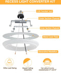 Recessed Can Light Conversion Kit For 5 Inch And 6 Inch Ceiling Fixtures With E26 Socket Plus White Round Ceiling Medallion Slick Pendant Hanging Light Upgrade Top Tier Room Refresh components with E26 socket, decorative medallion and cover plate.