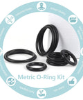 1020-Piece O Ring Kit With Case And Labels For Auto Plumbing And Air Gas Sealing, All In One 20 Metric Sizes From 1mm To 25mm ID, Multiple Thicknesses Including 1mm, 2mm, 2.4mm, 2.5mm, 3mm, Nitrile Rubber, Fuel And Oil Resistant, High Temp. black metric O-rings