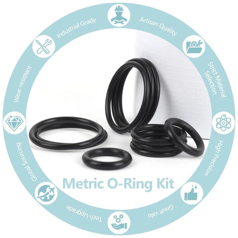 1020-Piece O Ring Kit With Case And Labels For Auto Plumbing And Air Gas Sealing, All In One 20 Metric Sizes From 1mm To 25mm ID, Multiple Thicknesses Including 1mm, 2mm, 2.4mm, 2.5mm, 3mm, Nitrile Rubber, Fuel And Oil Resistant, High Temp. black metric O-rings