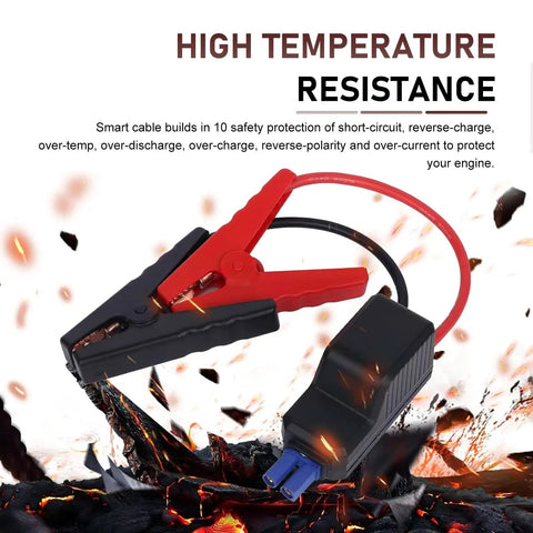Hella Tough Heavy Duty Jumper Cable Replacement Compatible With Most Portable 12V Car Jump Starters showcasing clamps and EC5 plug.