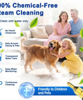 Family enjoying chemical-free cleaning with Quick Heat 10S Handheld Steam Cleaner, pet-friendly and safe for home.
