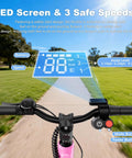 Kid-Friendly Electric Balance Bike For Ages 3 To 5 With 12 Inch Pneumatic Tires, 180W Motor, Top Speed 9.3 MPH, Safe Kick-To-Start, 3 Speed Modes, LCD Display, Quick Charge, LED Lights, Pink handlebar LCD display and speed controls