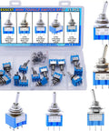 Assorted Mini Toggle Switch Kit 2 Pin 3 Pin 6 Pin SPST SPDT Latching Micro Rocker On Off On 6A 125V in storage case