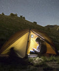 Super Bright Battery Operated Closet Light 200 Lumen COB LED Tap Lights Stick Anywhere Four Pack illuminating a tent.