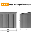 6 By 4 Ft Heavy Duty Metal Storage Shed With Sloped Roof And Lockable Door For All Season Outdoor Storage In Grey