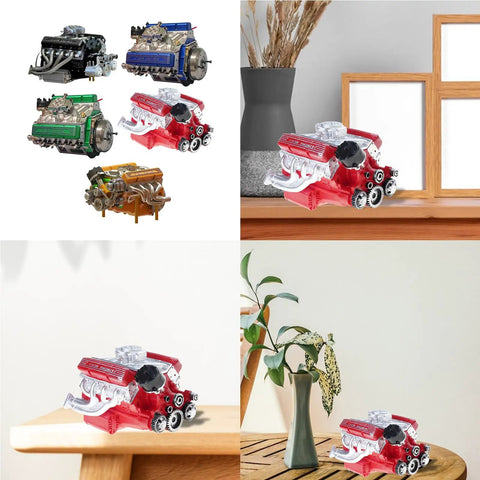 Engine Display Figurine With Precise Engineering Detail For Adults And Gearhead STEM Enthusiasts Realistic Scale Engine Model Kit For Mechanical Junkies And Collectors, red resin desk display