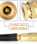 Close-up of brass fittings on 1/4 Inch by 25 Foot Reinforced Polyurethane Air Hose with 6 steel balls offering stability