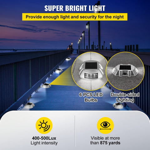 Solar Driveway Lights 16 Pack Waterproof Wireless Dock Lights With 6 LEDs For Path Garden Walkway Sidewalk Steps Outdoor Lighting.