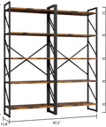 Clean Five Tier Bookshelf In Rustic Brown Industrial Tall Bookcase with dimensions 62.2" H x 47.2" W x 11.8" D