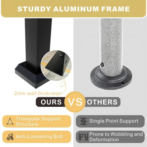 Comparison of Outdoor Hardtop Grill Gazebo With Galvanized Steel Double Roof And Aluminum Frame showing sturdy vs single support
