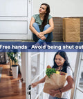 Woman using Black Front Door Handle Set With Keypad Lock Keyless Entry Electronic Deadbolt For Doors Easy Hands Free Access