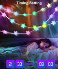 Lit 32 8Ft RGB Fairy Lights With 66 Acrylic Star LEDs Plug In App And Remote Control 16 Million Colors Music Sync DIY Twinkle Modes