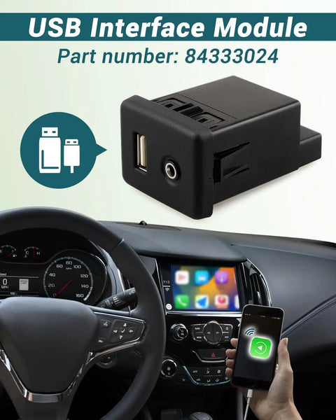 Jet Black In Car Audio Player USB Receptacle Interface Module For Chevrolet Cruze GMC Cadillac Buick Replaces 84333024