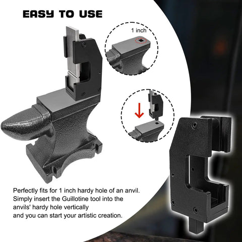 Guillotine Tool for Blacksmithing and Tinsmithing, Boss Grade Fuller and Shoulder Cutter fitted to anvil, easy to use for metalwork.